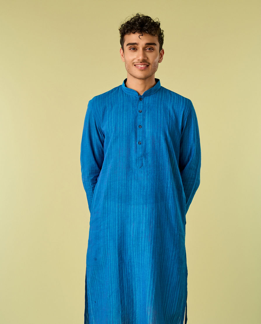 Diwas Men Midnight Blue Cotton Kurta Pajama