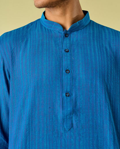 Diwas Men Midnight Blue Cotton Kurta Pajama