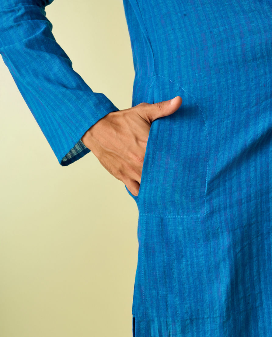 Diwas Men Midnight Blue Cotton Kurta Pajama