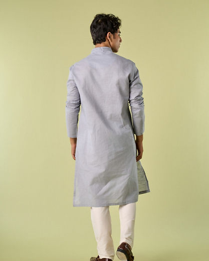 Diwas Men Elegant Light Grey Kurta Pajama