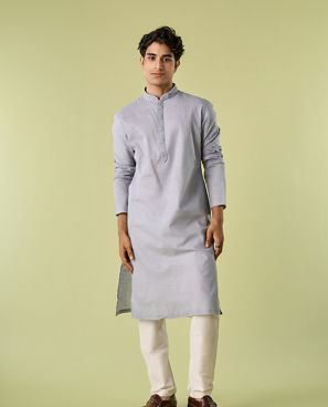 Diwas Men Elegant Light Grey Kurta Pajama