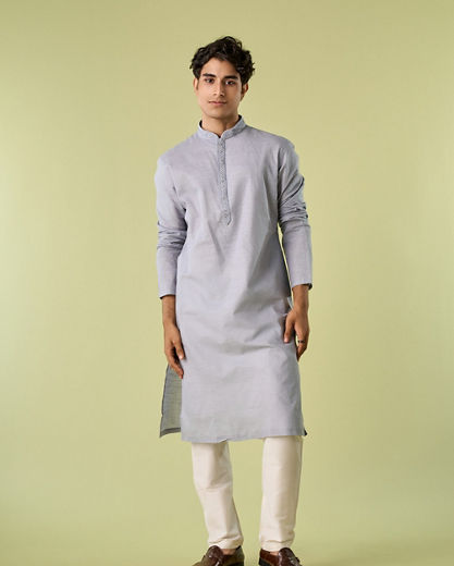 Diwas Men Elegant Light Grey Kurta Pajama