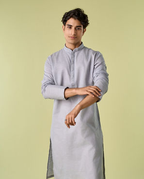 Diwas Men Elegant Light Grey Kurta Pajama