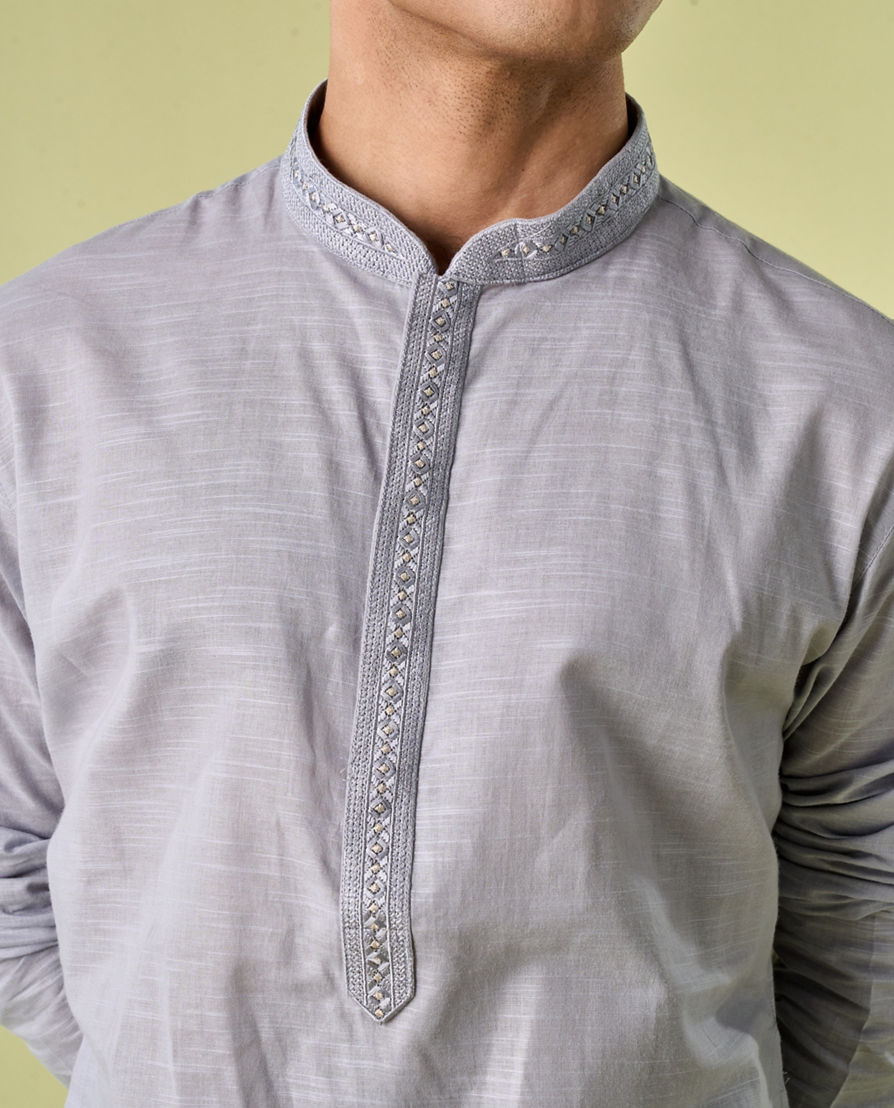Diwas Men Elegant Light Grey Kurta Pajama