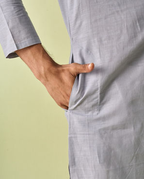 Diwas Men Elegant Light Grey Kurta Pajama
