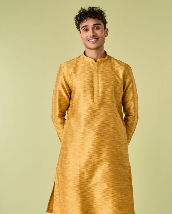 Diwas Men Sun Soaked Mustard Kurta Pajama