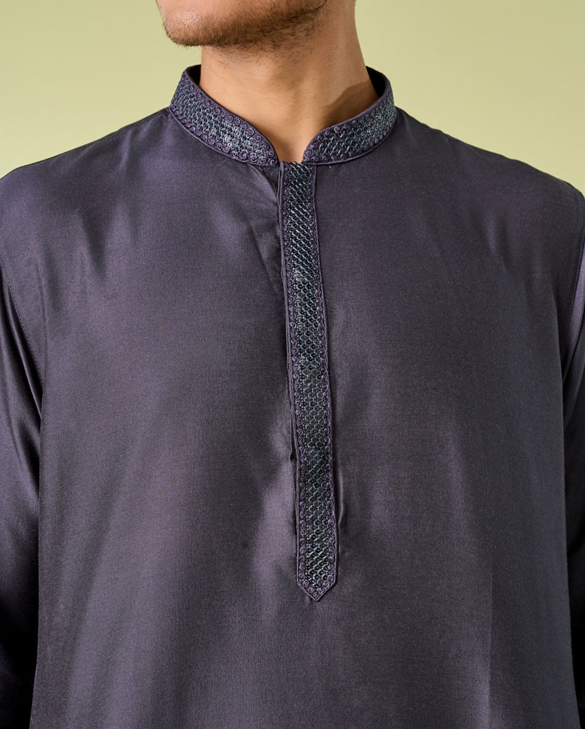 Diwas Men Dark Grey Elegance Kurta Pajama