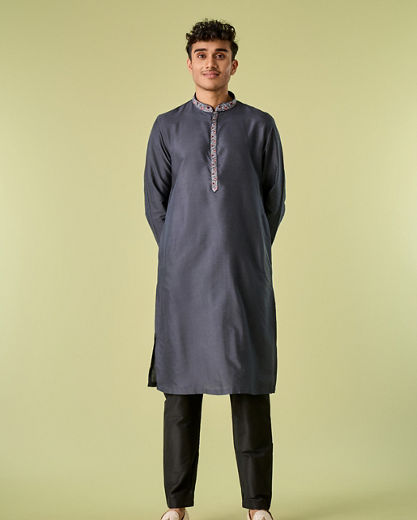 Diwas Men Dark Grey Delight Kurta Pajama