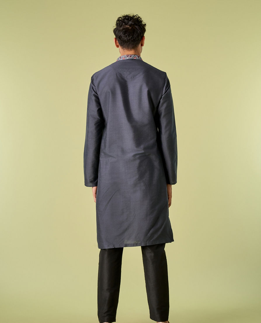 Diwas Men Dark Grey Delight Kurta Pajama