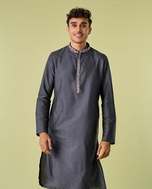 Diwas Men Dark Grey Delight Kurta Pajama