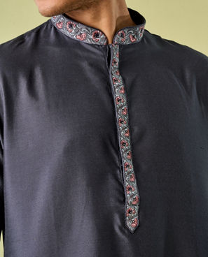 Diwas Men Dark Grey Delight Kurta Pajama