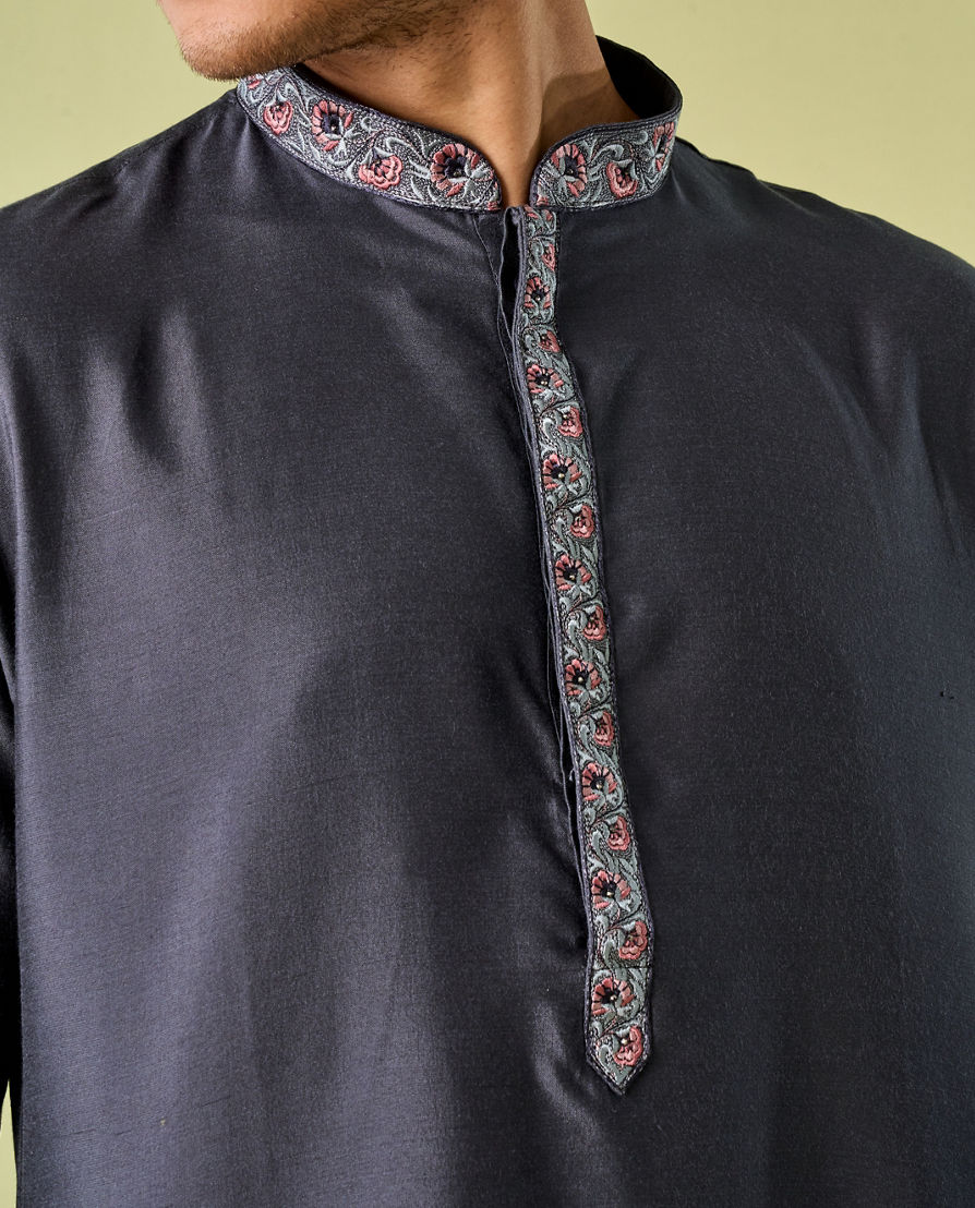 Diwas Men Dark Grey Delight Kurta Pajama
