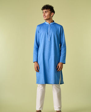 Diwas Men Elegant Mid Blue Kurta Pajama