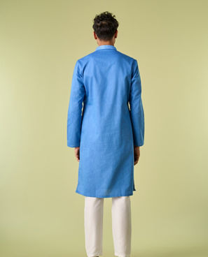 Diwas Men Elegant Mid Blue Kurta Pajama