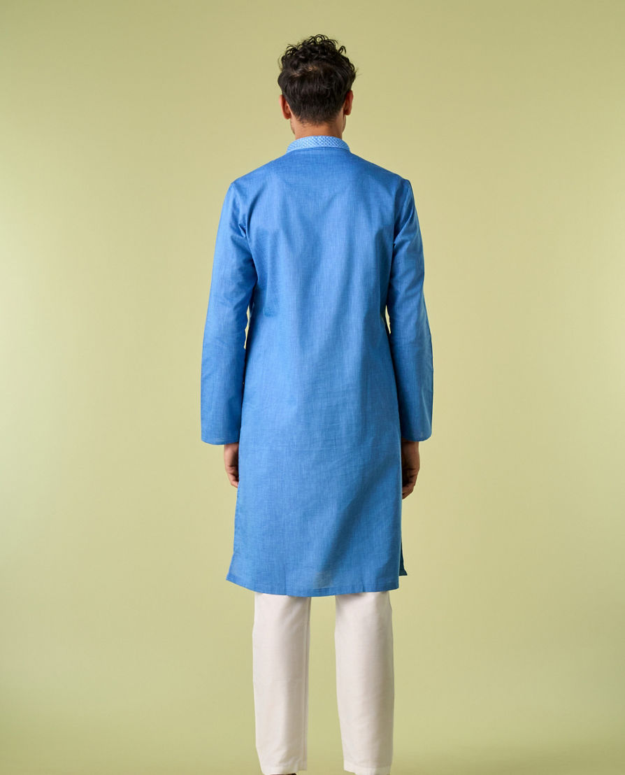 Diwas Men Elegant Mid Blue Kurta Pajama