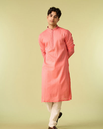 Diwas Men Lush Coral Kurta Pajama