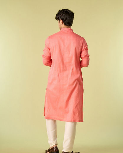 Diwas Men Lush Coral Kurta Pajama