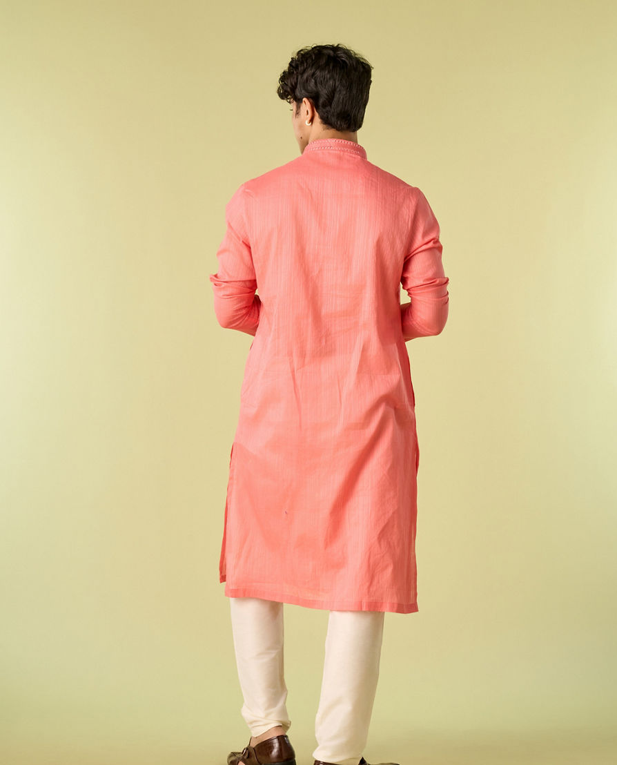 Diwas Men Lush Coral Kurta Pajama