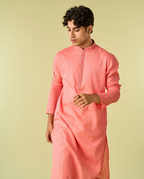 Diwas Men Lush Coral Kurta Pajama