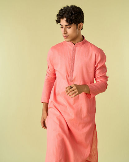 Diwas Men Lush Coral Kurta Pajama