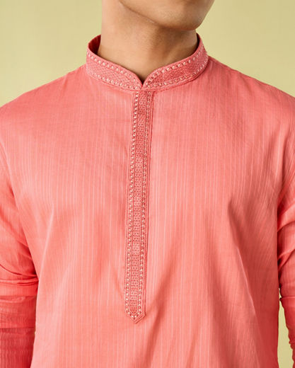 Diwas Men Lush Coral Kurta Pajama