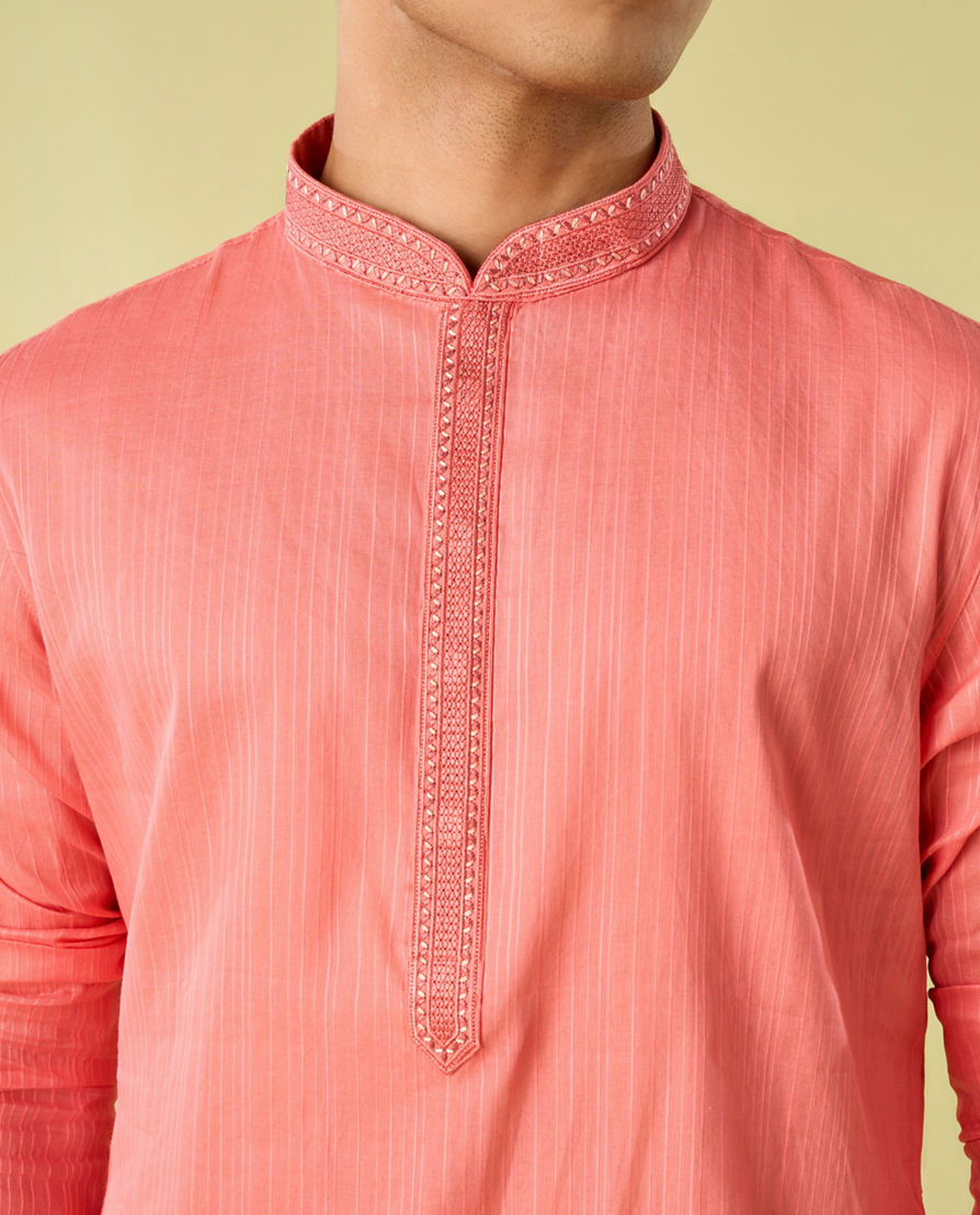Diwas Men Lush Coral Kurta Pajama