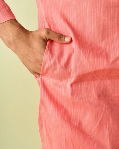 Diwas Men Lush Coral Kurta Pajama