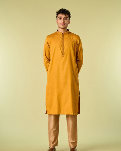 Diwas Men Mustard Bliss Kurta Pajama