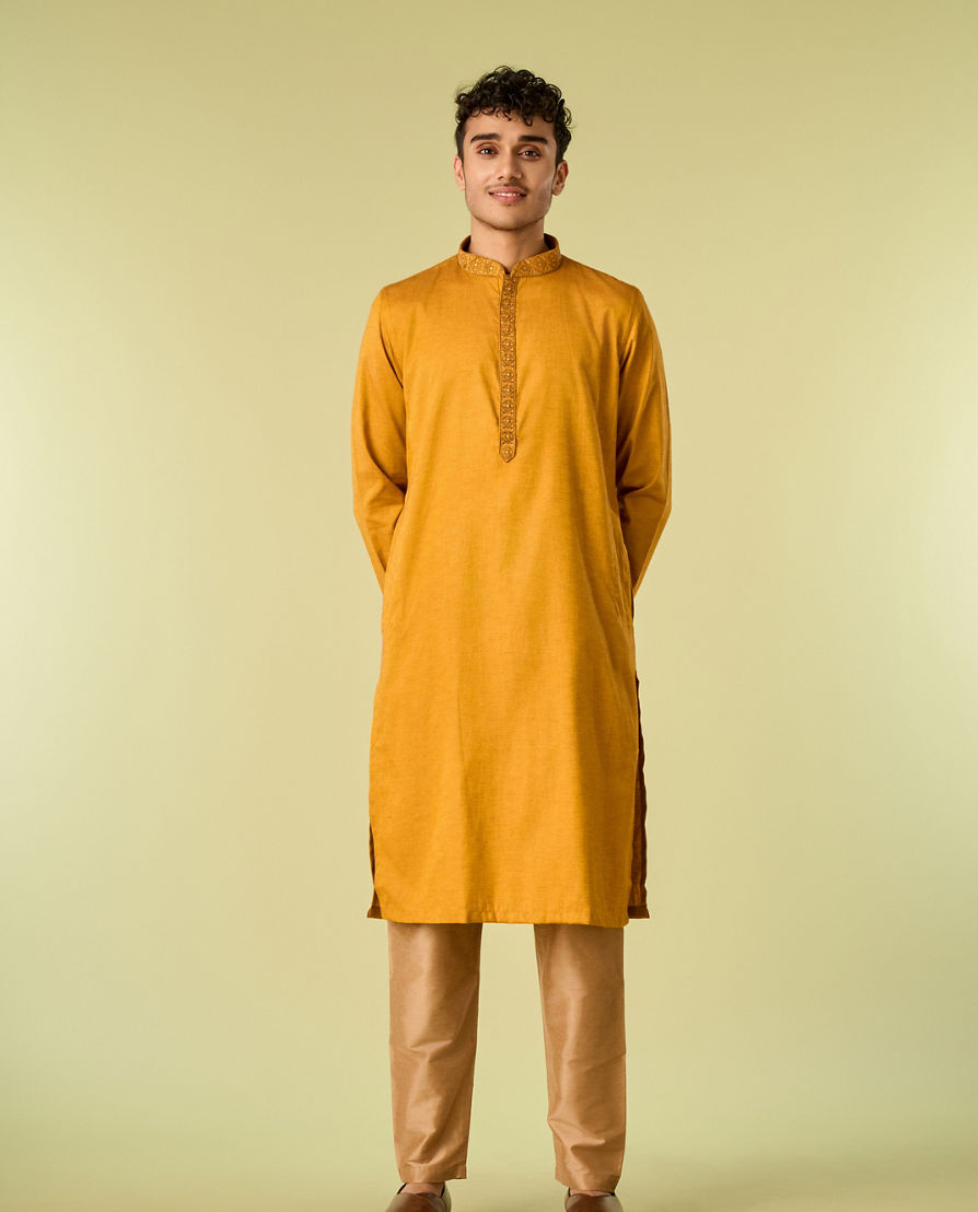 Diwas Men Mustard Bliss Kurta Pajama
