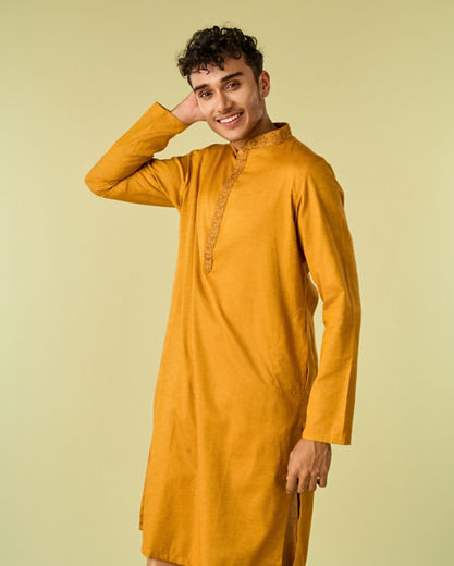 Diwas Men Mustard Bliss Kurta Pajama