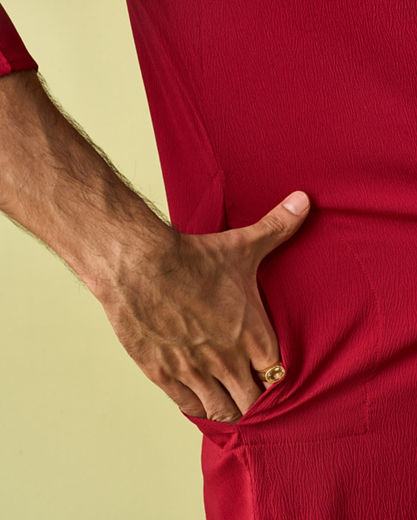 Diwas Men Regal Red Sparkle Kurta Pajama