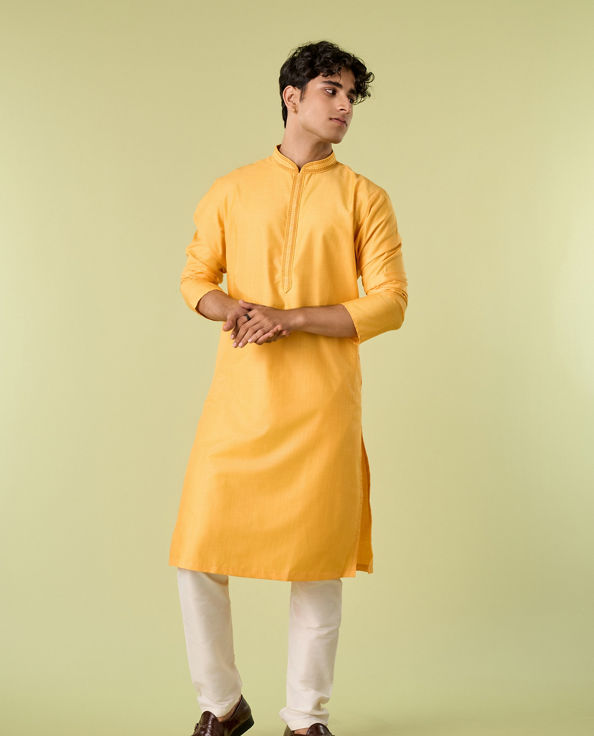 Diwas Men Golden Glow Mustard Kurta Pajama