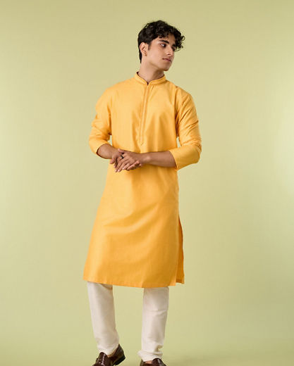 Diwas Men Golden Glow Mustard Kurta Pajama
