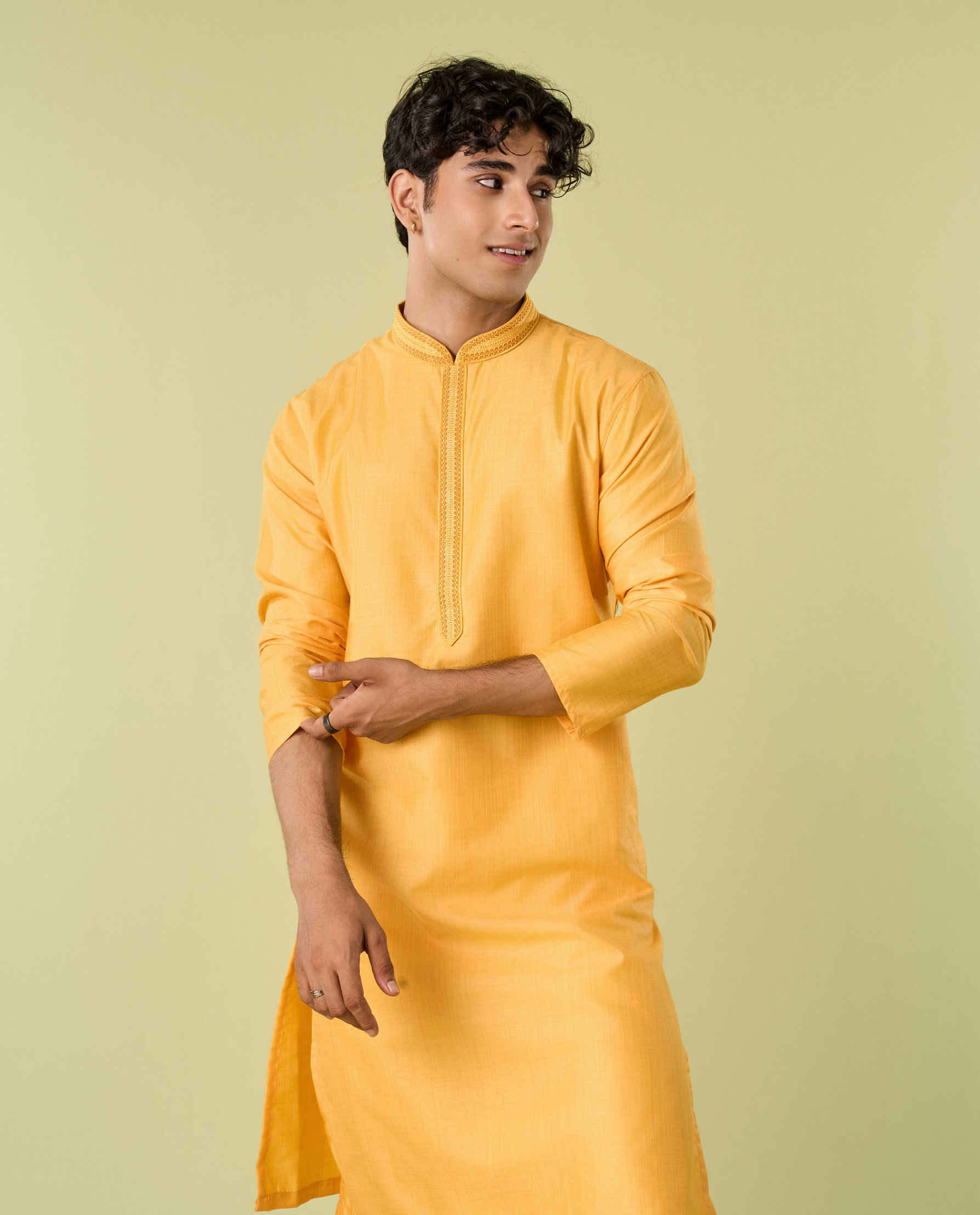 Diwas Men Golden Glow Mustard Kurta Pajama