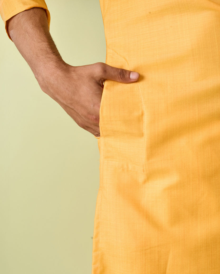 Diwas Men Golden Glow Mustard Kurta Pajama