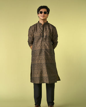 Diwas Men Olive Green Elegance Kurta Pajama