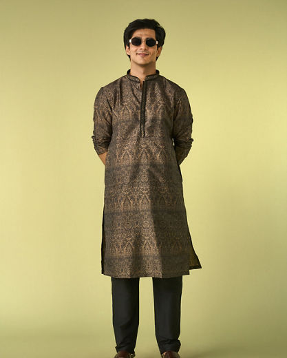 Diwas Men Olive Green Elegance Kurta Pajama