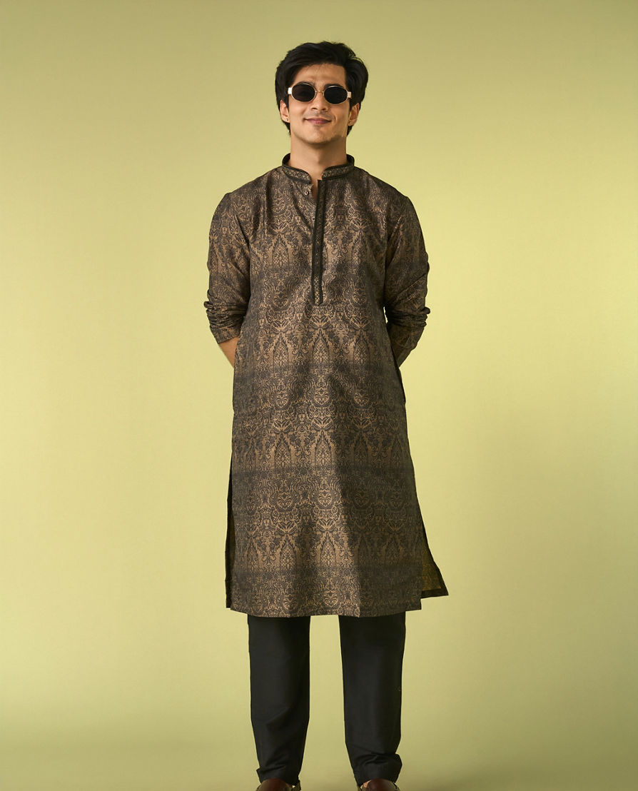 Diwas Men Olive Green Elegance Kurta Pajama