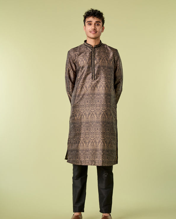 Diwas Men Olive Green Elegance Kurta Pajama