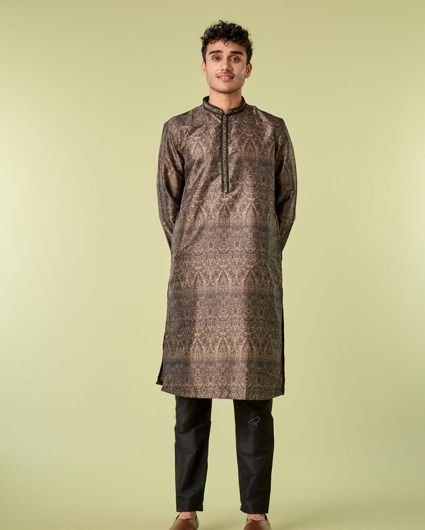 Diwas Men Olive Green Elegance Kurta Pajama
