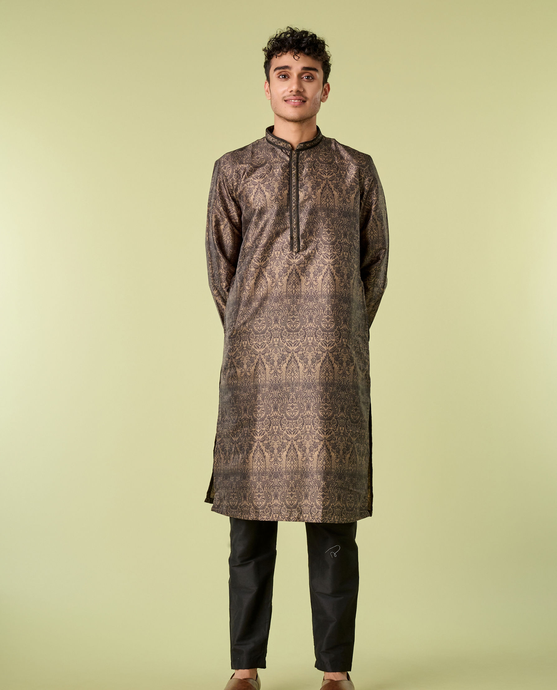 Diwas Men Olive Green Elegance Kurta Pajama