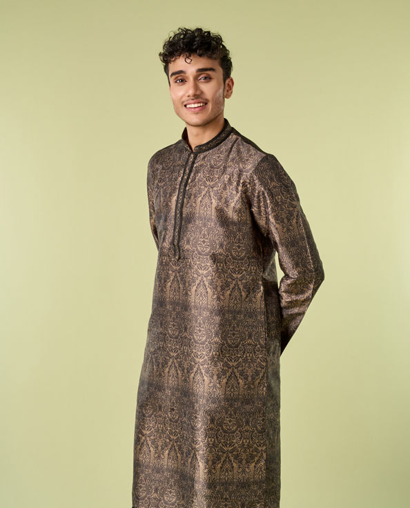 Diwas Men Olive Green Elegance Kurta Pajama