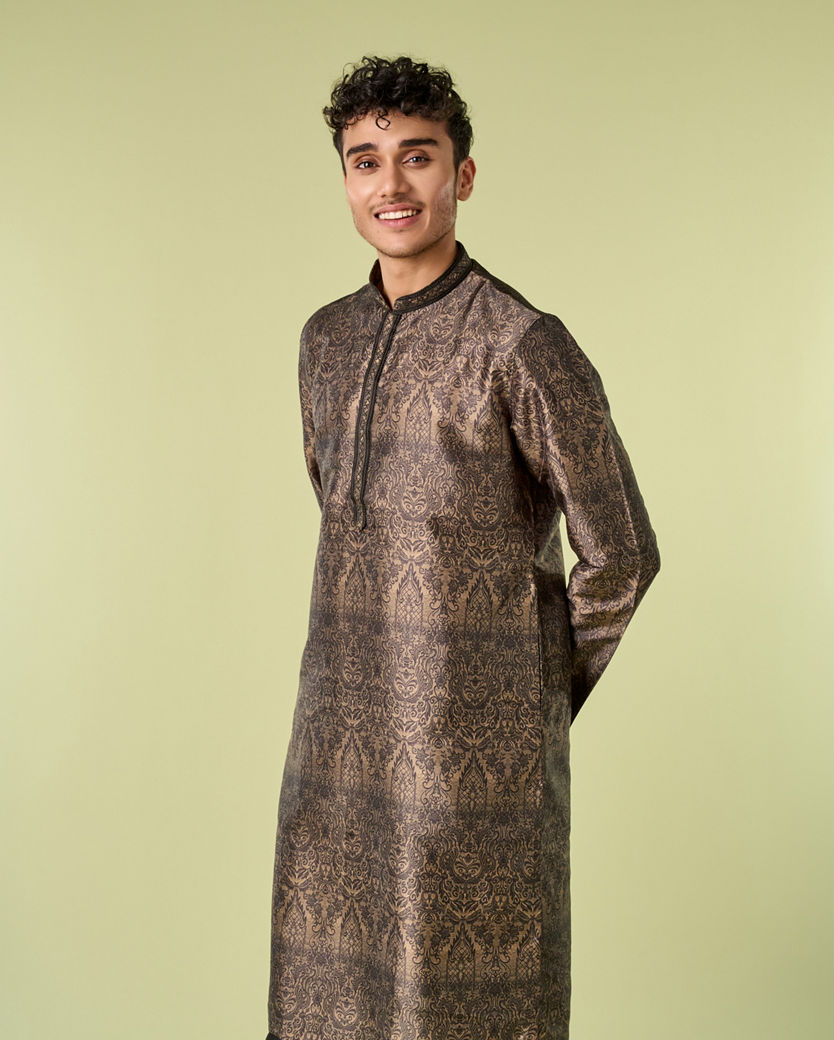 Diwas Men Olive Green Elegance Kurta Pajama