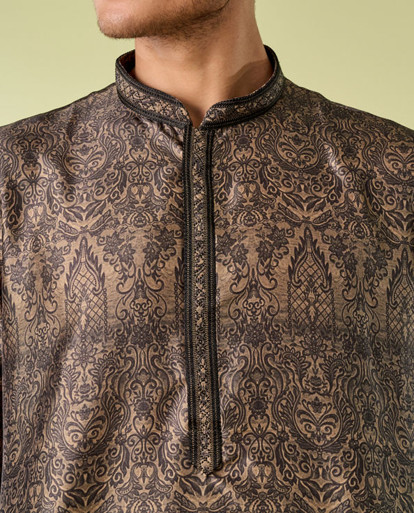 Diwas Men Olive Green Elegance Kurta Pajama