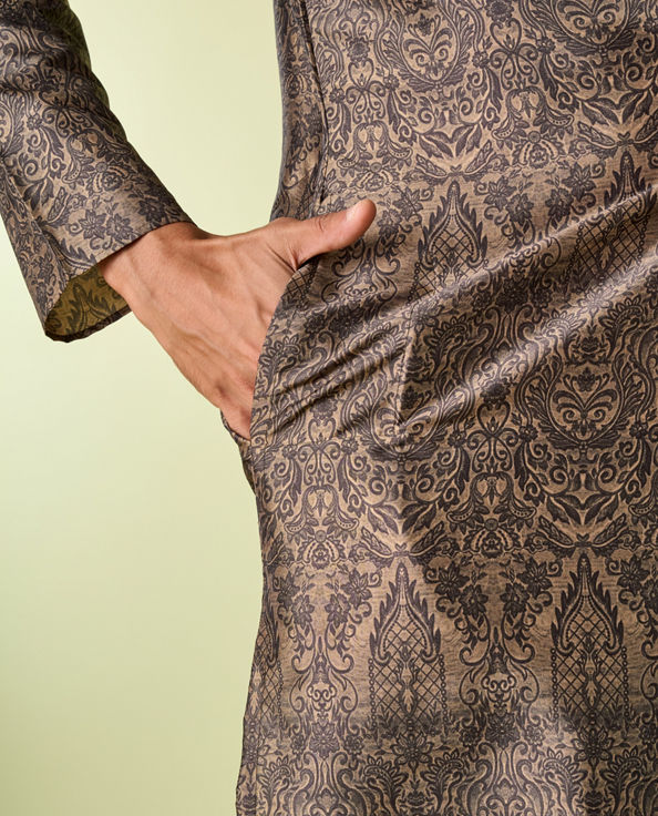 Diwas Men Olive Green Elegance Kurta Pajama