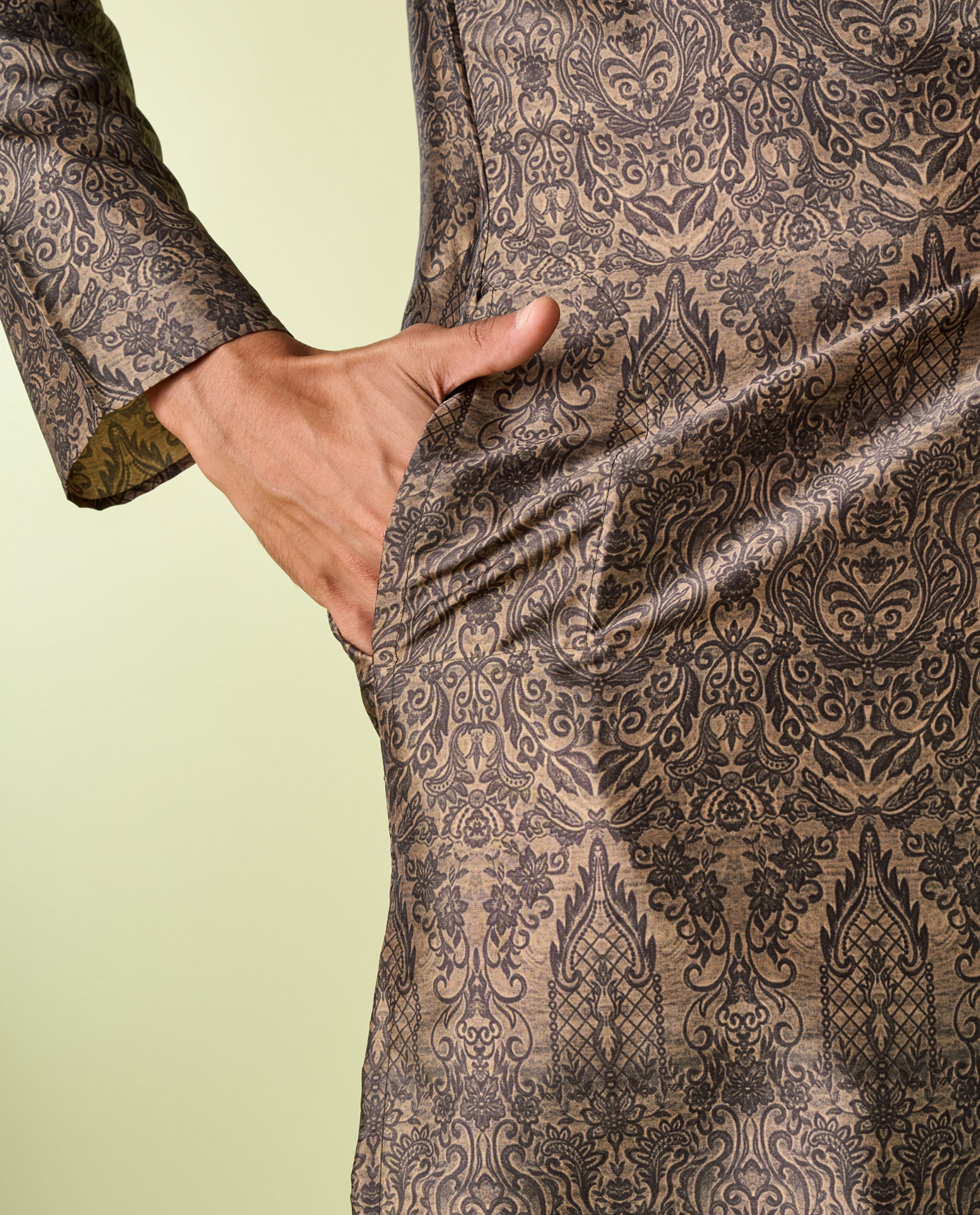 Diwas Men Olive Green Elegance Kurta Pajama