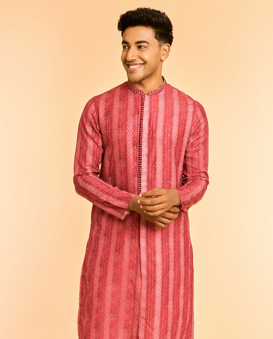 Diwas Men Regal Red Viscose Kurta Pajama