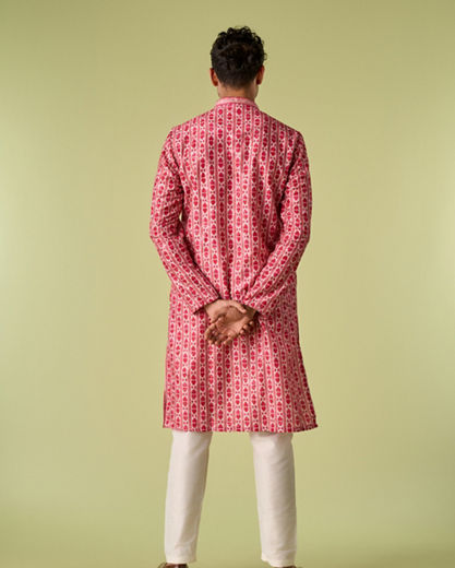 Diwas Men Luxurious Rani Pink Kurta Pajama