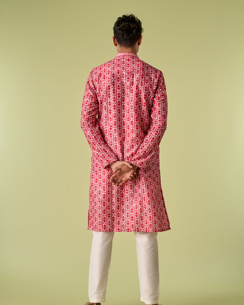 Diwas Men Luxurious Rani Pink Kurta Pajama