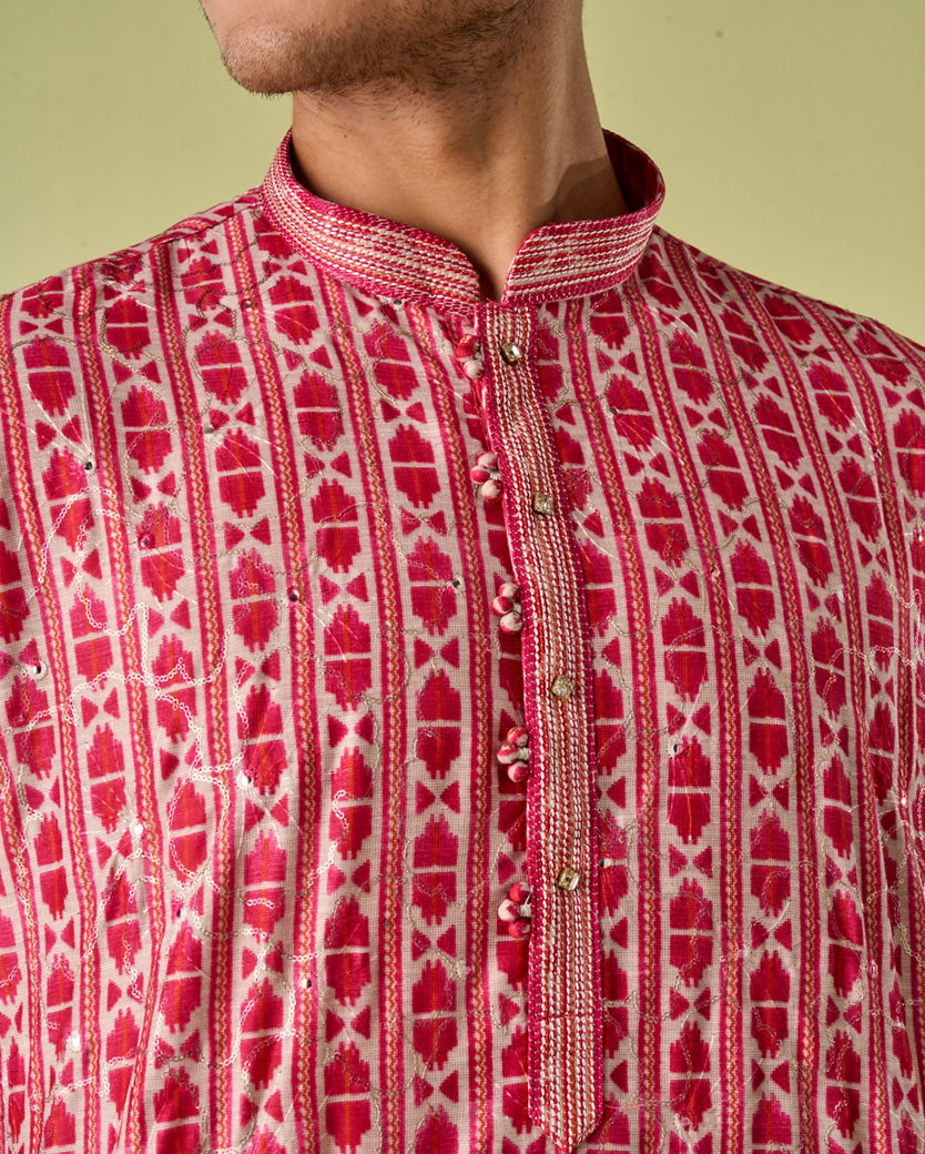 Diwas Men Luxurious Rani Pink Kurta Pajama